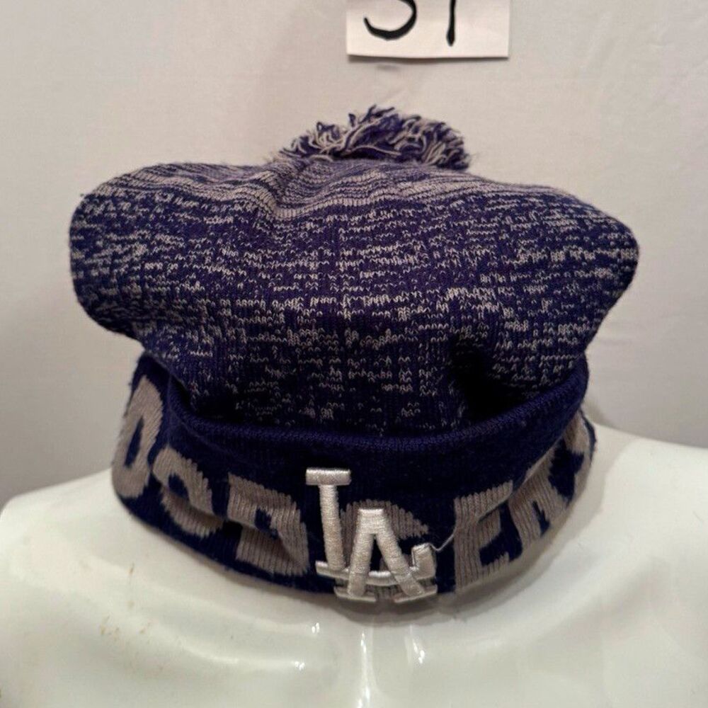 New Era Los Angeles Dodgers MLB Knit Pom Beanie Hat Blue White